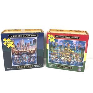 Dowdle Folk Art Jigsaw Puzzles A Wicked Good Time 1000pc Santa’s Workshop 500pc